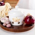 Stylish 5 Inch Ceramic Garlic Keeper with Lid White Garlic Saver