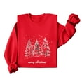 thumbnail image 3 of qucoqpe Women's Christmas Tree Printed Sweatshirts Fashion Casual Crewneck Tops Red Series Long Sleeve Oversized Pullovers for 2026 Fall Winter, 3 of 5