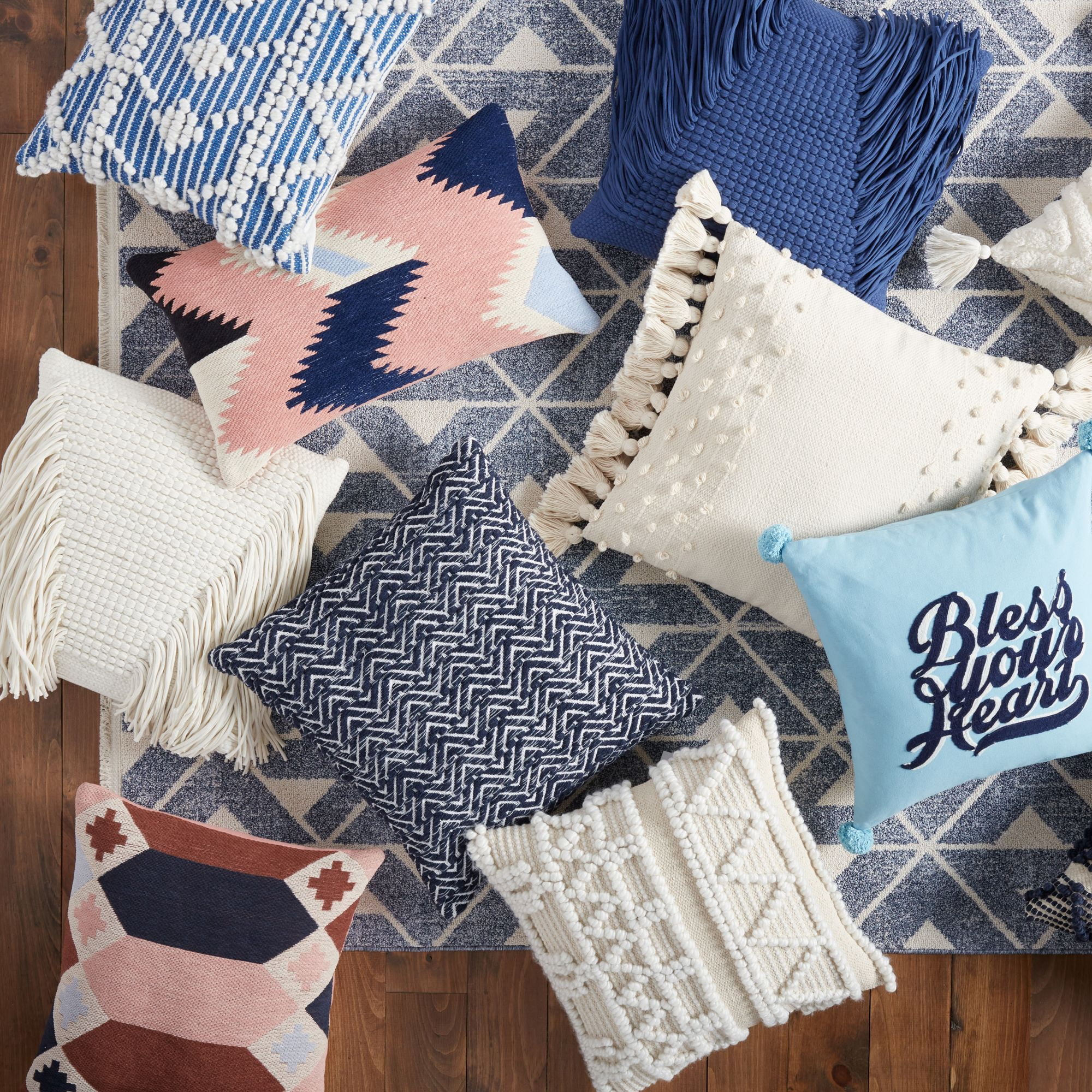 Wanda June Home Textured Cotton Tassel Pillow, 1 Piece, Ivory, 20"x20" by Miranda Lambert