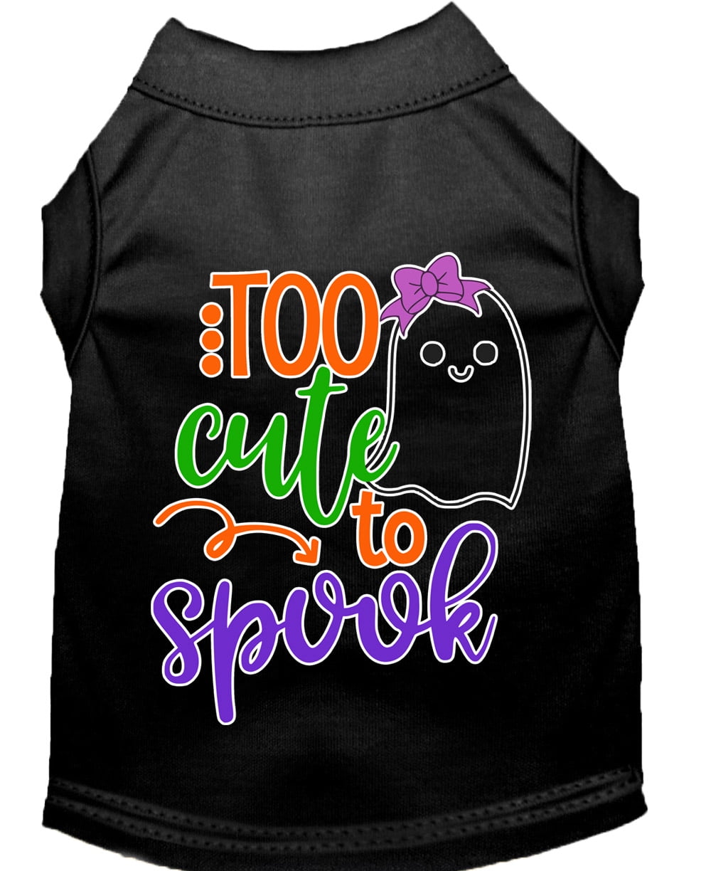 Download Too Cute To Spook-girly Ghost Screen Print Dog Shirt Black ...