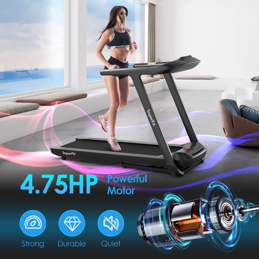 Canddidliike 4.75HP Folding Treadmill with Preset Programs Touch Screen Control-Black, Manual Treadmill, Compact Cardio Fitness
