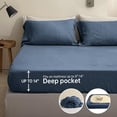 thumbnail image 3 of Simple&Opulence 100% Linen Sheet Set Solid Color-3 Pcs Washed French Linen Bed Sheets(1 Flat Sheet,1 Fitted Sheet,1 Pillowcase)-Breathable Bedding Set (Twin,Blue), 3 of 9