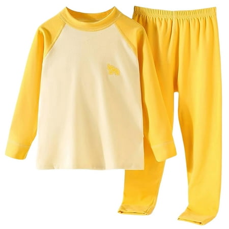 Staki Boys Fall Clothes Toddler Baby Girl Boy Clothes Solid Color Sweatsuit Long Sleeve Fall Outfits 2Pcs Winter Pant Sets(Yellow 5-6 Years)