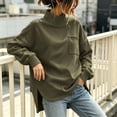 thumbnail image 6 of Jsaierl Womens Funnel Sweatshirts Cute Solid Color Drop Shoulder Sweatshirt Cozy Side Split Pullover Soft Work Long Sleeve Shirts, 6 of 9