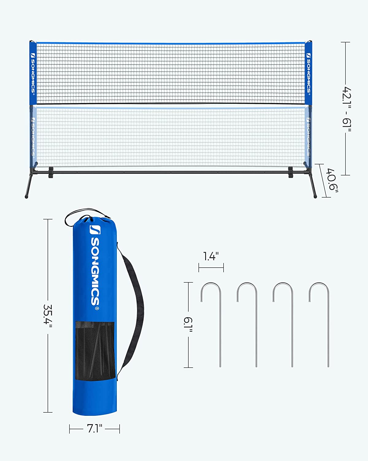 SONGMICS Portable Badminton Net Set 10 Feet photo 5