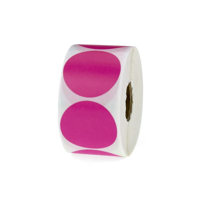 Officeship 600 Pcs Étiquettes Thermiques Directes Rondes Colorées de 1,5 Pouces de Dia-Rose Vif-1,5 Pouces/600 Pcs