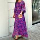 thumbnail image 2 of Tallas grandes Moda Mujer Casual Impreso Manga larga Cuello redondo Tops Conjuntos de vestido largo, 2 of 5