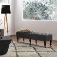 thumbnail image 2 of Simpli Home Henley 49" Faux Leather Tufted Ottoman Bench in Distressed Black, 2 of 6