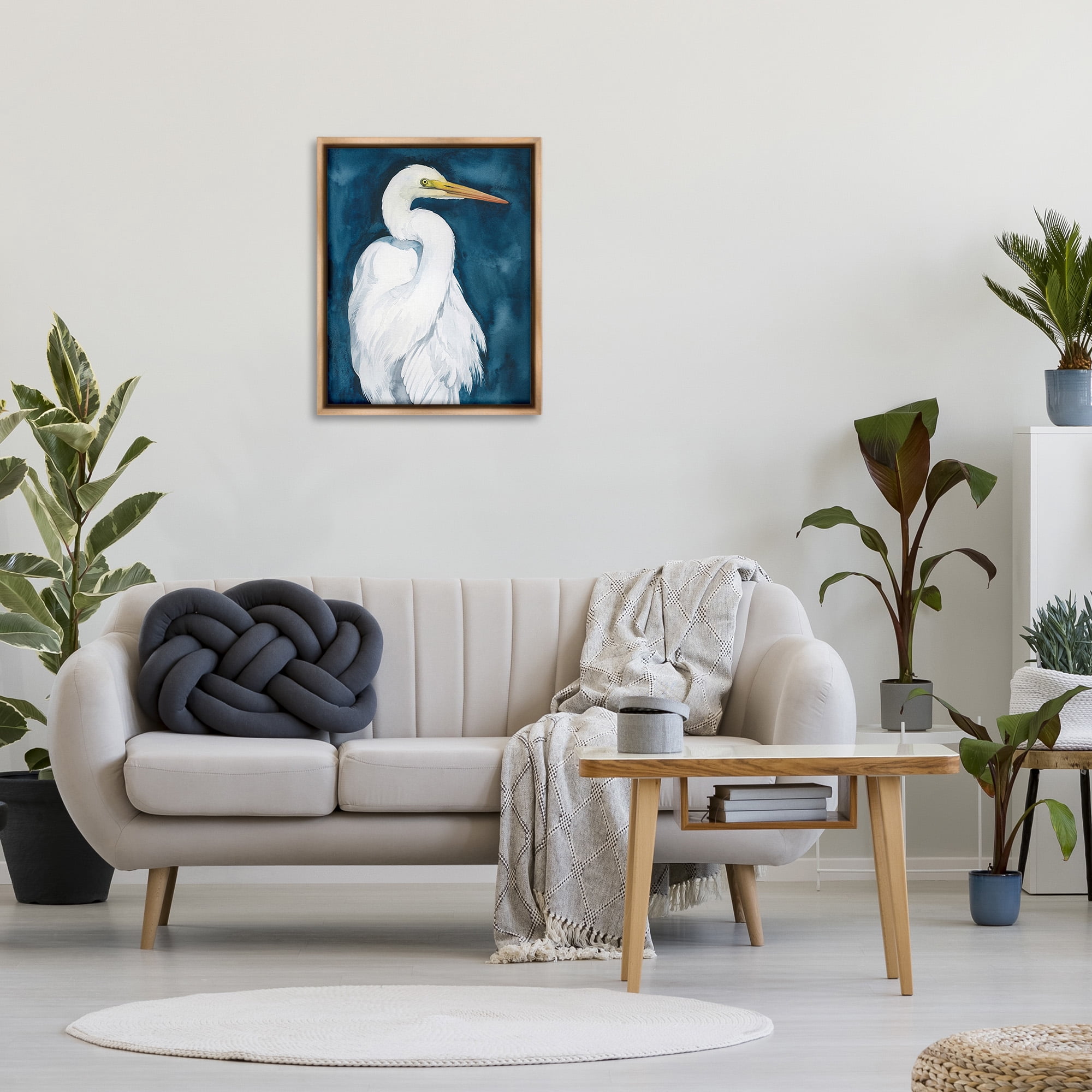 Stupell Industries Sea Bird Portrait Animals & Insects Painting Brown Floater Framed Canvas Art Print Wall Art, 25 x 31