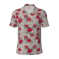 thumbnail image 2 of Daiia Rose Flowers Pattern Men’s Polo Shirts,Solid Deck Shirt,Classic Fit, Breathable Cotton Polo for Casual and Sport Wear-Small, 2 of 7