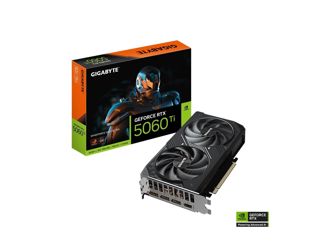 GIGABYTE WindForce GeForce RTX 5060 Ti 16GB GDDR7 PCI Express 5.0 x8 ATX Graphics Card GV-N506TWF2MAX OC-16GD