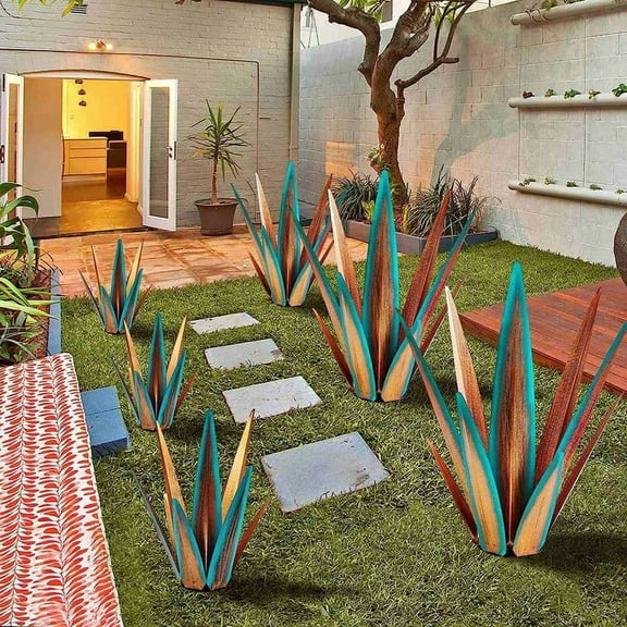 Large Tequila Rustic Sculpture, Metal Agave Plants for Outdoor Patio Yard, Home Decor Hand Painted 55cm