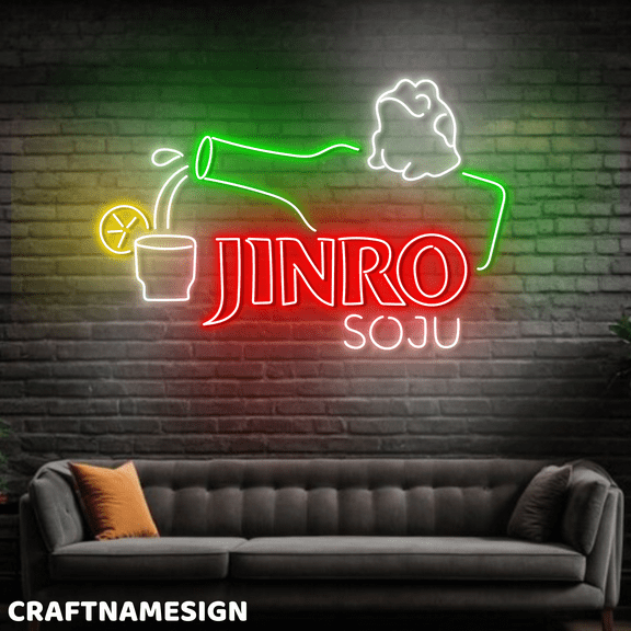 Craftnamesign Jinro Soju Neon Light For Soju Korean Drink Restaurant Wall Sign