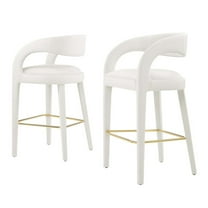 Bar Stool Chair Barstool, Ivory White Gold, Velvet, Pub Cafe Bistro Dining Kitchen Hospitality Restaurant, Modern Contemporary Boutique HB35941