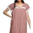 thumbnail image 4 of Moomaya Printed Short Sleeve Nursing Cotton Poplin Womens Sleepwear Night Gown, 4 of 5