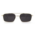 thumbnail image 1 of Mens Old School Double Bridge Narrow Rectangle Metal Rim Sunglasses Gold Black, 1 of 4