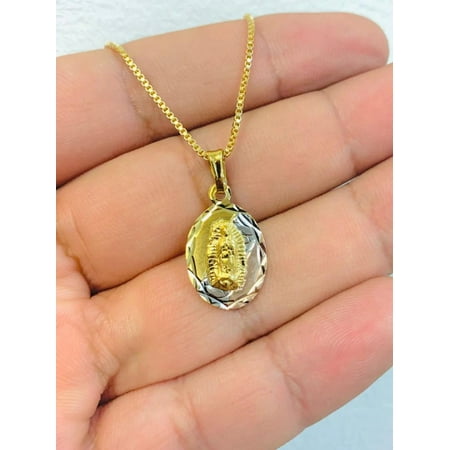Virgen de Guadalupe Necklace Box Link Chain Gold Filled 20x13mm 18" INCH for Women Kids / Guadalupe Charm / Cadena de Guadalupe Oro Laminado