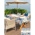 thumbnail image 4 of Outdoor Tablecloth with Umbrella Hole and Zipper, Blue Coastal Starfish Rectangle Table Cloth 52x70 Inch Waterproof Tablecloth, Beach Nautical Shell Eucalyptus Retro Picnic Table Cover for Patio, 4 of 7