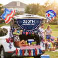 thumbnail image 3 of Tumao 52Pcs 4th of July Parade Car Decoration Kit, Patriotic Parade Golf Cart Decor, Foil Fringe Garland, Fan Flag, Tinsel Garland for Independence Day Memorial Day and Veterans Day, 3 of 4