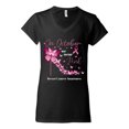thumbnail image 2 of Wild Bobby In October We Wear Pink Diamond Heel Breast Cancer Awareness Women Standard V-Neck Tee, Black, Small, 2 of 6