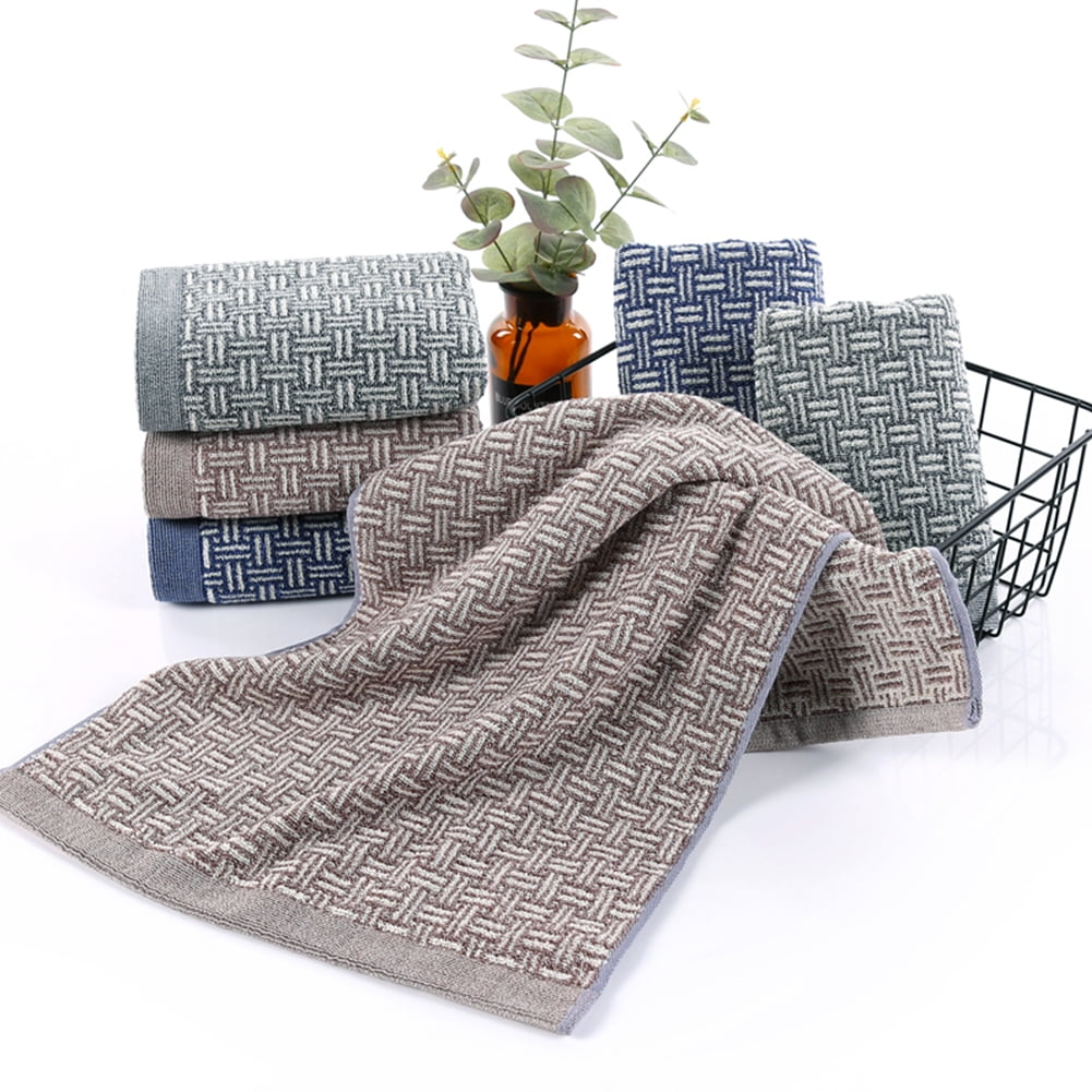 Pidada 100% Cotton Checkered Pattern Hand Towels for Bathroom Set of 4 (Gray)