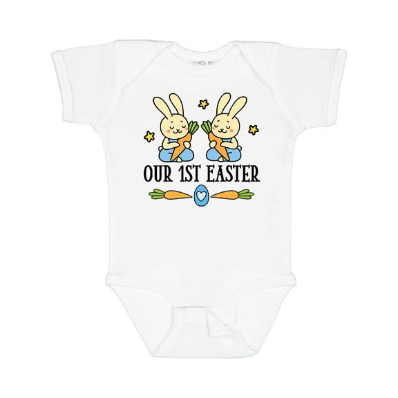 Inktastic 1st Easter Twin Boys Bunny Boys Baby Bodysuit