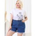 thumbnail image 4 of Unique Bargains Women's Plus Workout High Waist Distressed Jean Shorts, 4 of 6