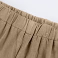 thumbnail image 4 of HAJWOH Women Summer Pull On Linen Bermuda Shorts Knee Length Gauze Beach Capris with Pockets, 4 of 6