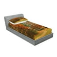 thumbnail image 2 of Ambesonne Fall Fitted Sheet & Pillow Sham Set, Cloudy Day in September, Twinxl, Orange Green Brown, 2 of 2