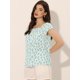 thumbnail image 3 of Top de manga corta con estampado floral de verano para mujer Azul M, 3 of 5