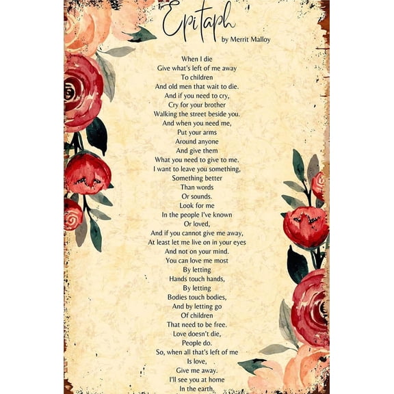 Epitaph Poem Wall Art Prints for Living Room Decor Bedroom Poster