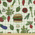 thumbnail image 2 of Ambesonne Food Art Fabric by the Yard Upholstery, Hamburger and Vegetables, 10 Yards, Beige and Multicolor, 2 of 5