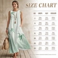 thumbnail image 7 of Xoenoiee Green Tree Leaf Print Women's Cotton Linen Summer Dress Sleeveless Round Neck Maxi Dresses, Fashion Casual Fit Flowy Boho Beach Vacation Sundress with Pockets, Size L, 7 of 7