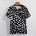 thumbnail image 3 of Leopard Print Pattern Womens Tops Women's Fashion Casual Short Sleeve Flower Print Round Neck Pullover Top Blouse, 3 of 6