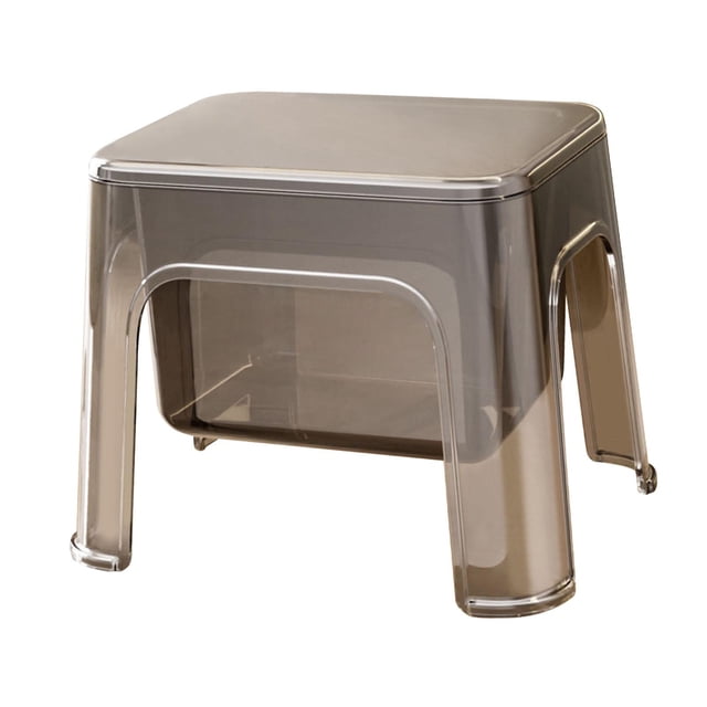 yuksok Clear Step Stool Bathroom Stool Storage Ottoman for Home Living Room Kitchen Gray