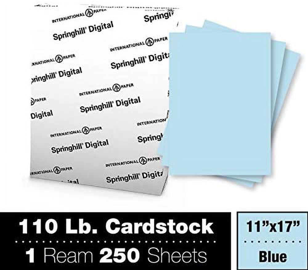 Springhill 11” x 17” Blue Colored Cardstock Paper, 110lb, 199gsm, 250 Sheets (1 Ream) – Premium Heavy Cardstock, Printer Paper with Smooth Finish for Cards, Flyers, Scrapbooking & More – 046320C