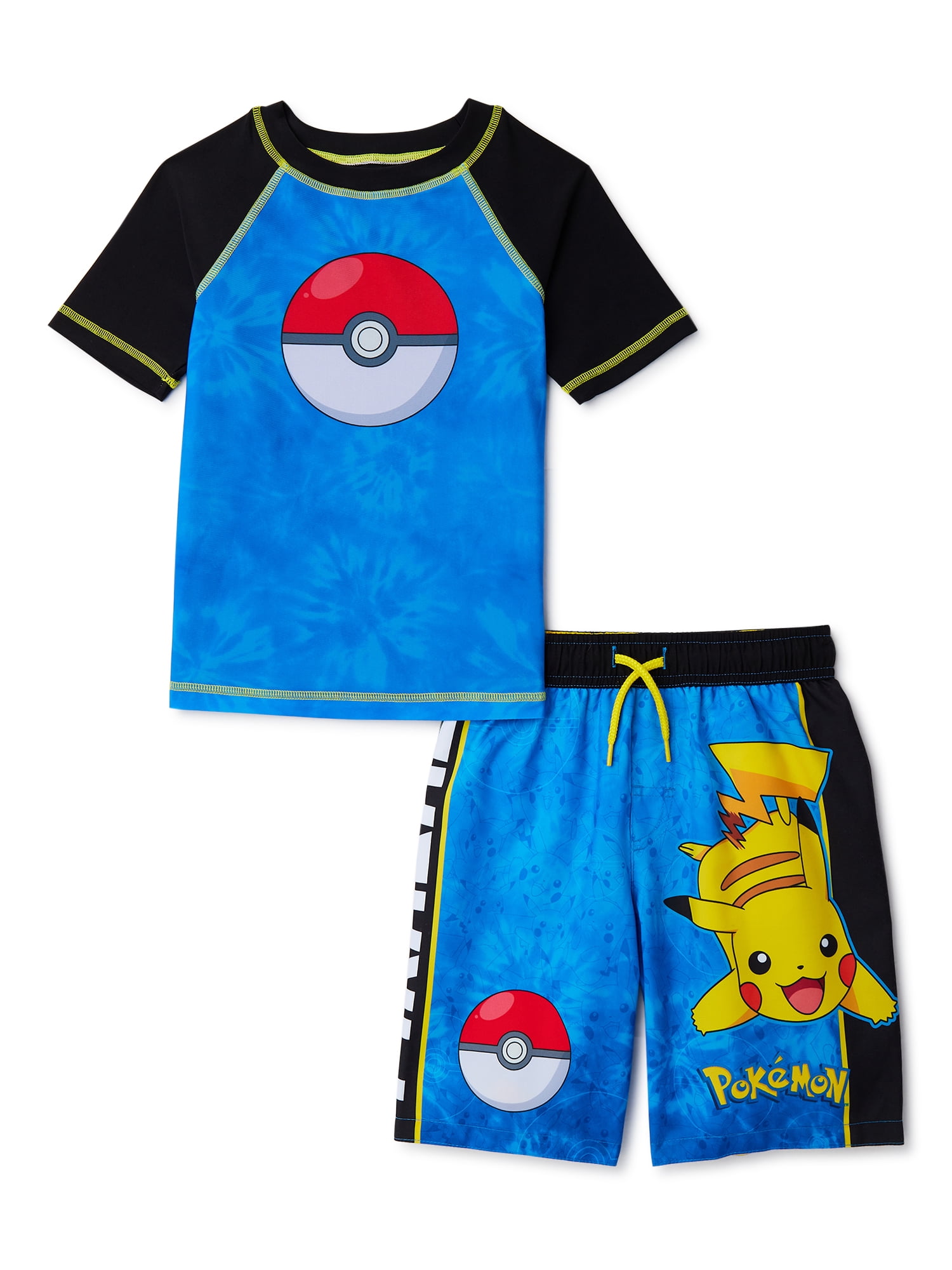 Pokemon Short Sleeve Rash Guard Swim Shirt & Swim Bottom Set 