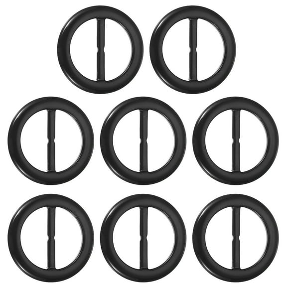 Uxcell 8 Pcs T-Shirt Tie Clips, Plastic Silk Scarf Ring Clip Waist Knotted Buckle Rings Fashion Round Circle Buckles for Women Black