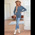 thumbnail image 4 of Camisas de Larga para Mujer, Cuello Redondo, Túnicas Casuales Azul M, 4 of 8