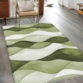 thumbnail image 4 of 3x5Ft Area Rugs Sage Green Stripes Non-Skid Rubber Backing Large Rectangle Rugs - Living Room Bedroom Home Office, Retro Farmhouse Abstract Ripple Indoor Floor Mat Carpets Washable Rug, 4 of 9
