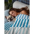 thumbnail image 3 of Colorful Stripe King Size Flat Sheet, Wrinkleproof & Fadeproof Cooling Flat Bed Sheet Only, Modern Teal Blue Green Vertical Striped Breathable Soft Bedding Top Sheets 105 x 98 Inches, 3 of 8