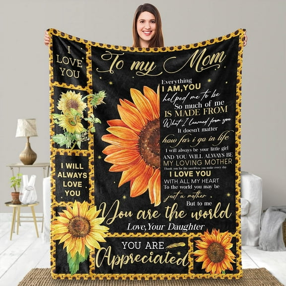 Best Mom Ever Blankets for Mom from Daughter, Mom Presents, Birthday Gifts for Mom, Mothers Day Blanket for Mom from Daughter, Throw Blanket for Mom 55"x70"