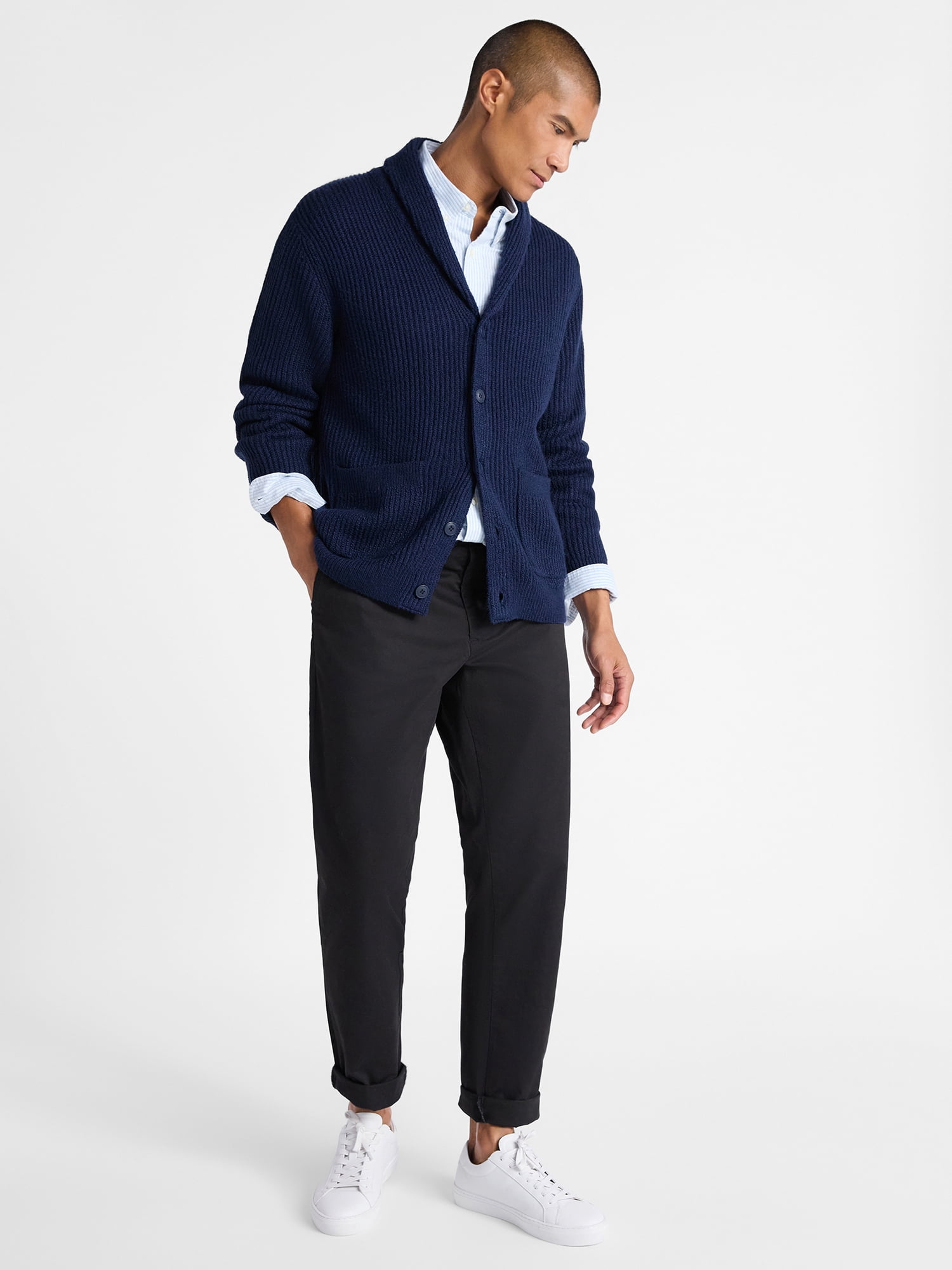 Free Assembly Men's Shawl Collar Cardigan Sweater, Sizes XS-3XL