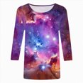 thumbnail image 4 of Towmus Womens Tops Cotton Women's Casual 3/4 Sleeve T-Shirts Round Neck Cute Tunic Tops Basic Tees Blouses Loose Fit Pullover Shirt, 4 of 4