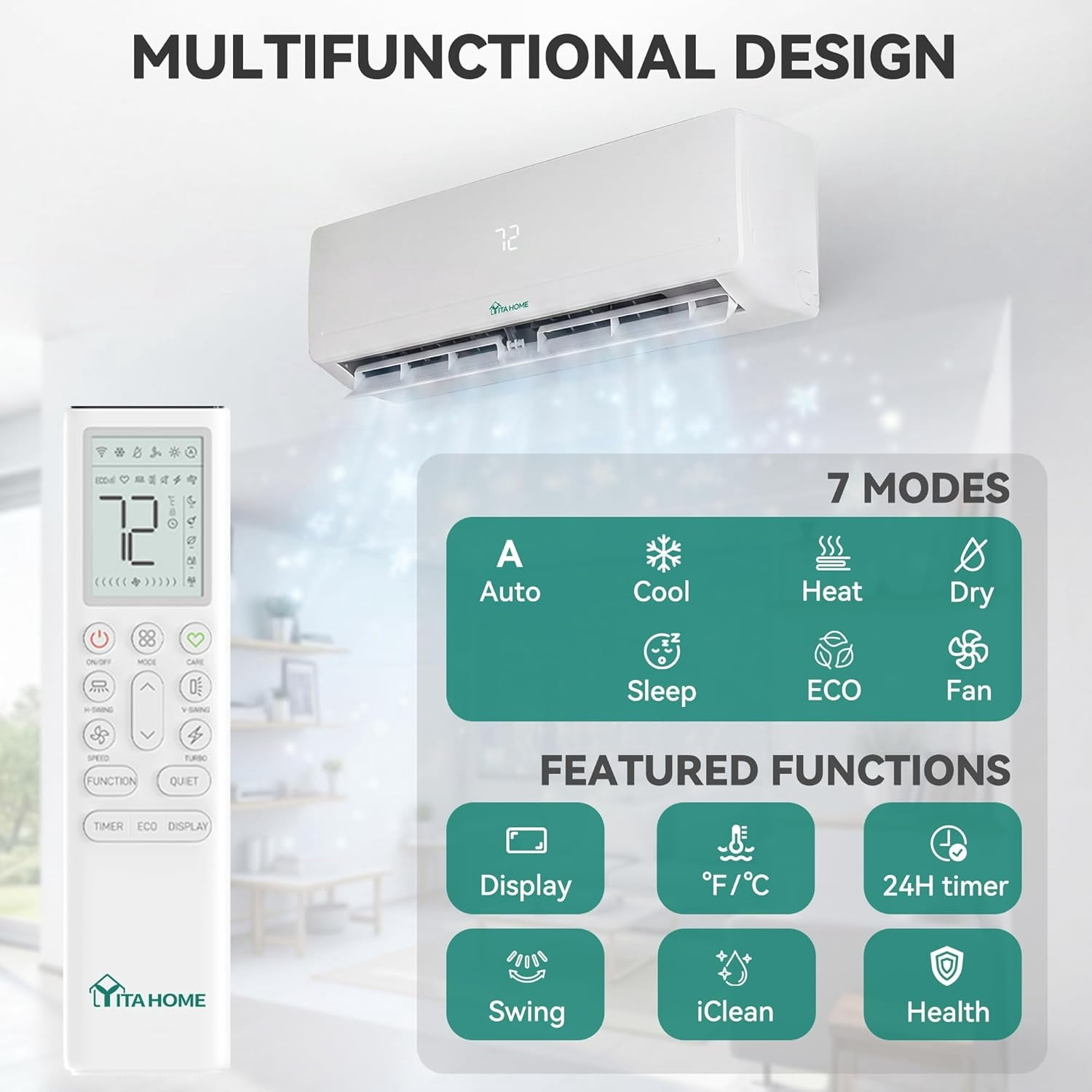 Uforic 18000 BTU Mini Split AC & Heat Pump, 20 SEER2 WiFi Inverter AC Unit, Ductless Air Conditioner Works with Alexa, 230V Energy Efficient Cooling & Heating for Home Garage