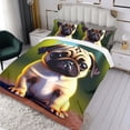 thumbnail image 3 of Pug Conjunto de sábanas temático, trío de piezas, cómodo y amigable con la piel, diseño único, regalo de decoración para el hogar para familiares, amigos y fans,140cm *210cm, 3 of 6