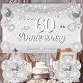 thumbnail image 4 of 60th Wedding Anniversary Decorations Set, 60 Diamond Wedding Banner, Backdrop, Balloons, Cake Topper for Happy 60th Anniversary Supplies, 4 of 6
