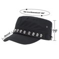thumbnail image 3 of ZZ Unisex Skull/Skeleton Studded Punk-Army-Cap Cool Flat Cap (Size: S-M), 3 of 7