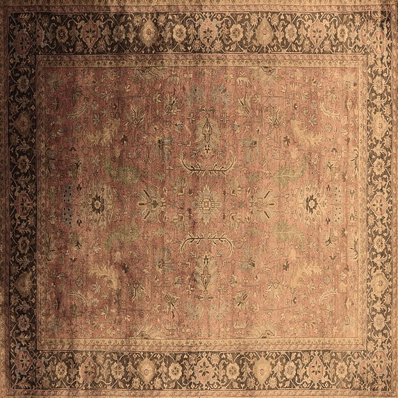 Ahgly Company Indoor Square Oriental Brown Industrial Area Rugs, 8' Square