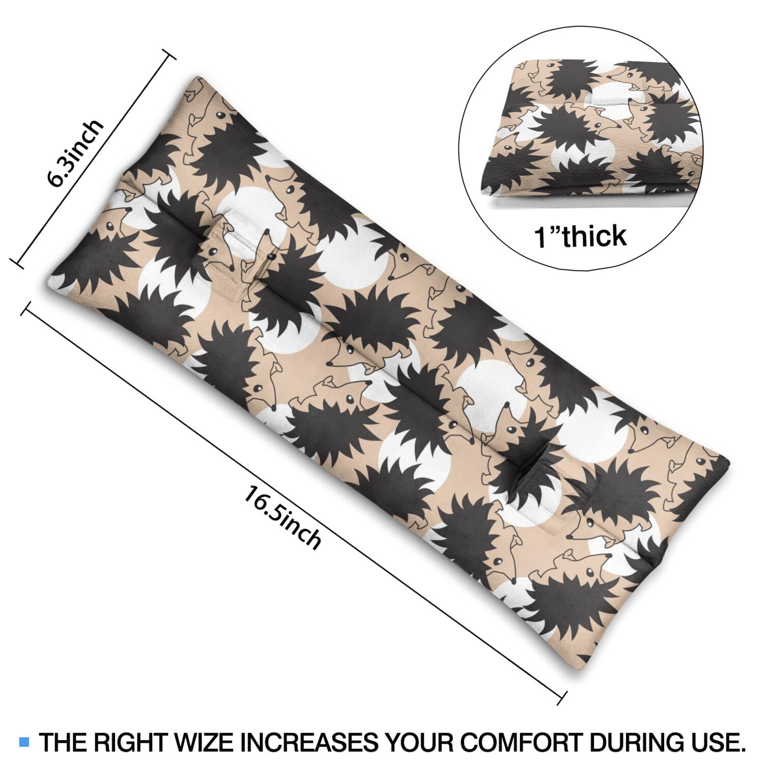 Forest Themed Seat Belt Cushion for Surgery Recovery - Adorable Cartoon Hedgehog Pattern, Pressure Relief Pillow for Women